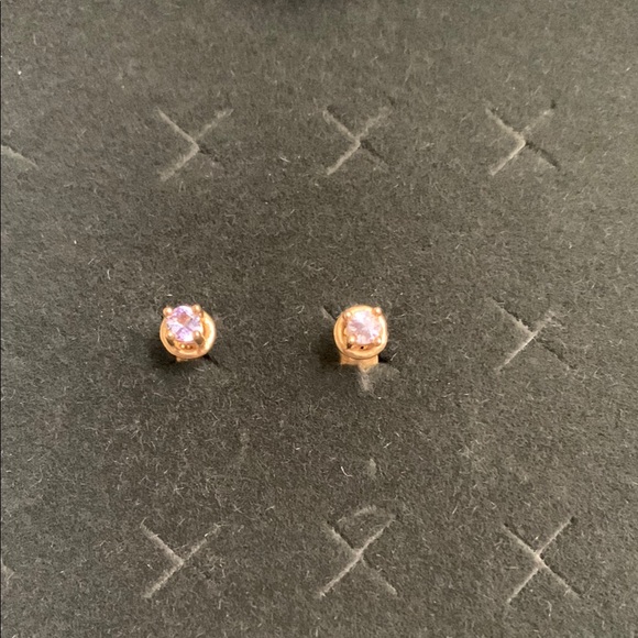 Elegant Gold and Purple Stud Earrings - Picture 1 of 6